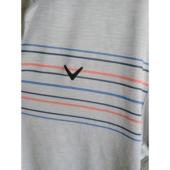 Callaway golf shirt Polo optidri medium white striped comfortable athletic sport - Picture 3 of 5